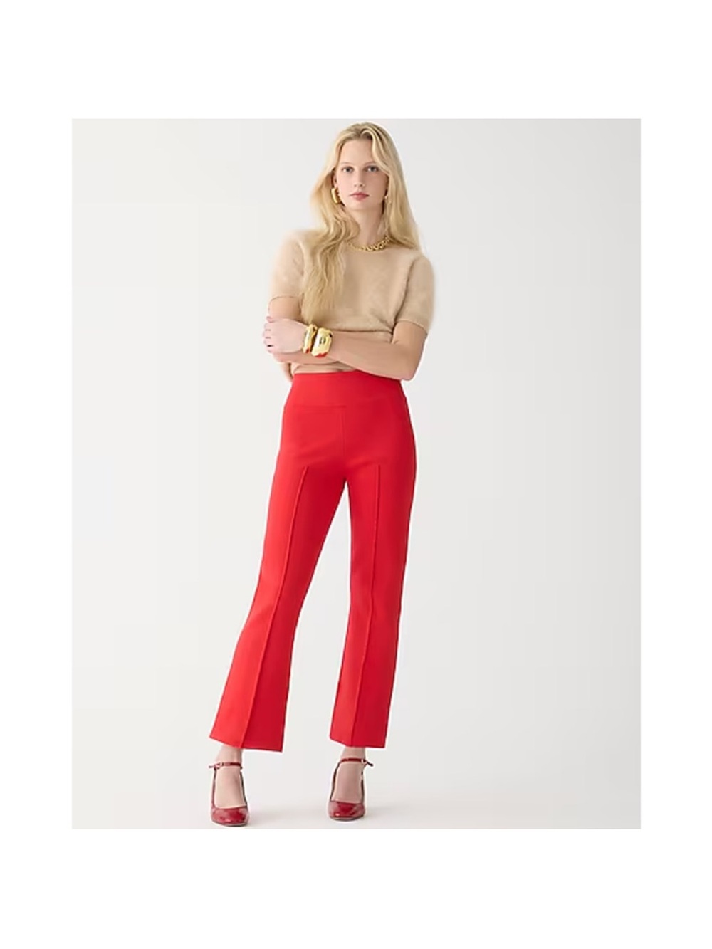 NWT J. Crew Delaney Kickout Sweater Pants Red Small